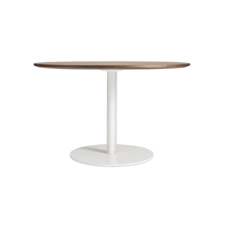 Walnut and Matte White Round Mid-century Modern Dining Table