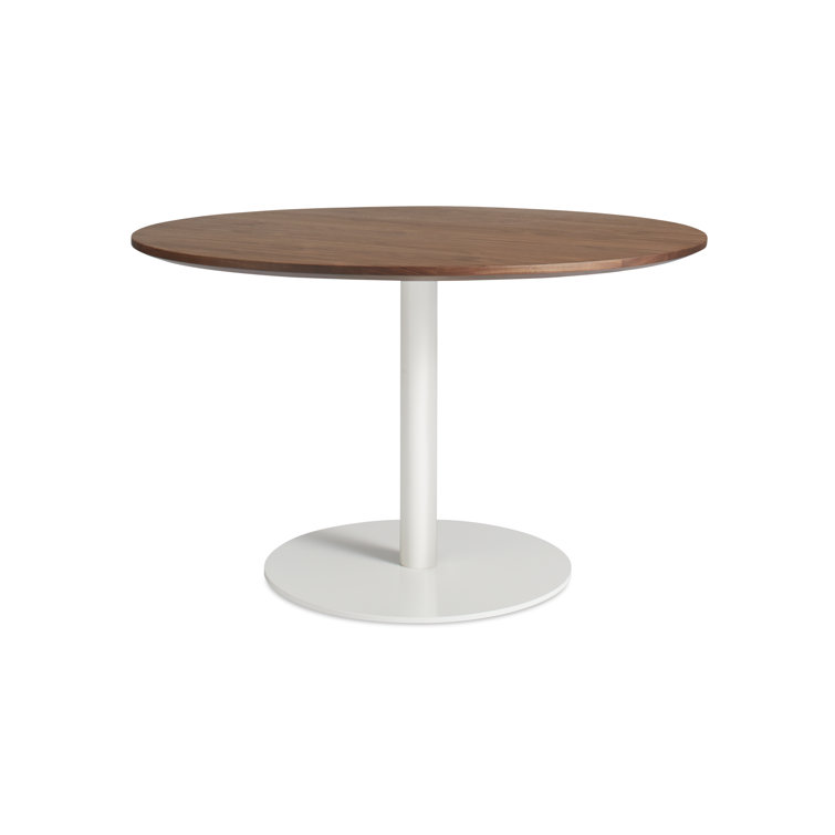 Walnut and Matte White Round Mid-century Modern Dining Table