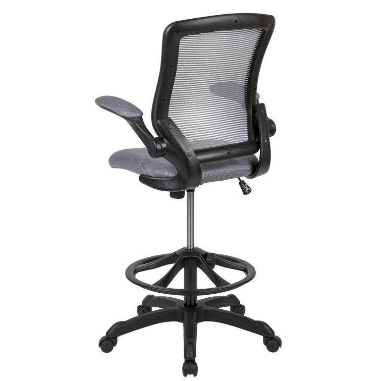 Dark Gray Mesh Ergonomic Drafting Chair with Adjustable Arms