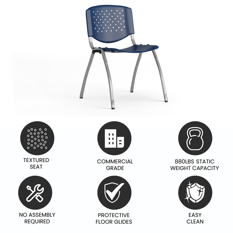 Navy and Black Metal Stacking Reception Chair