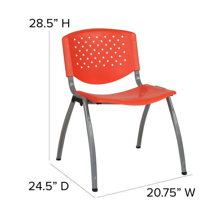 Hercules 880 lb. Capacity Orange Polypropylene Stack Chair with Titanium Frame