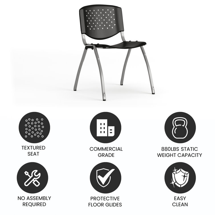 Steel Tube Ergonomic Stacking Chair in Black and Gray