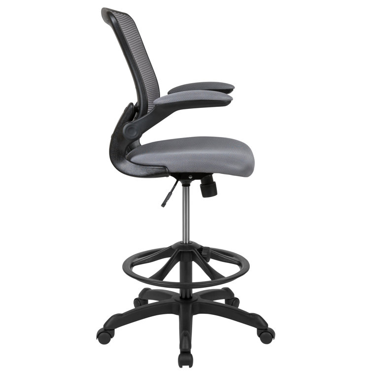 Dark Gray Mesh Ergonomic Drafting Chair with Adjustable Arms