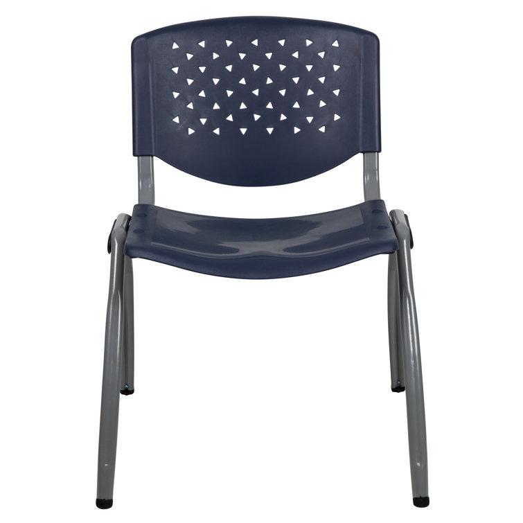 Navy and Black Metal Stacking Reception Chair