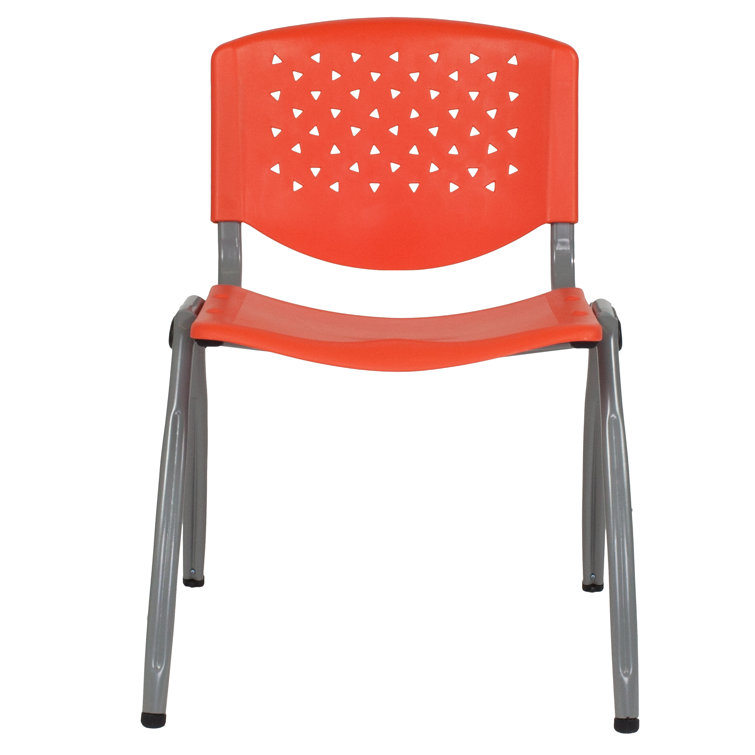 Hercules 880 lb. Capacity Orange Polypropylene Stack Chair with Titanium Frame
