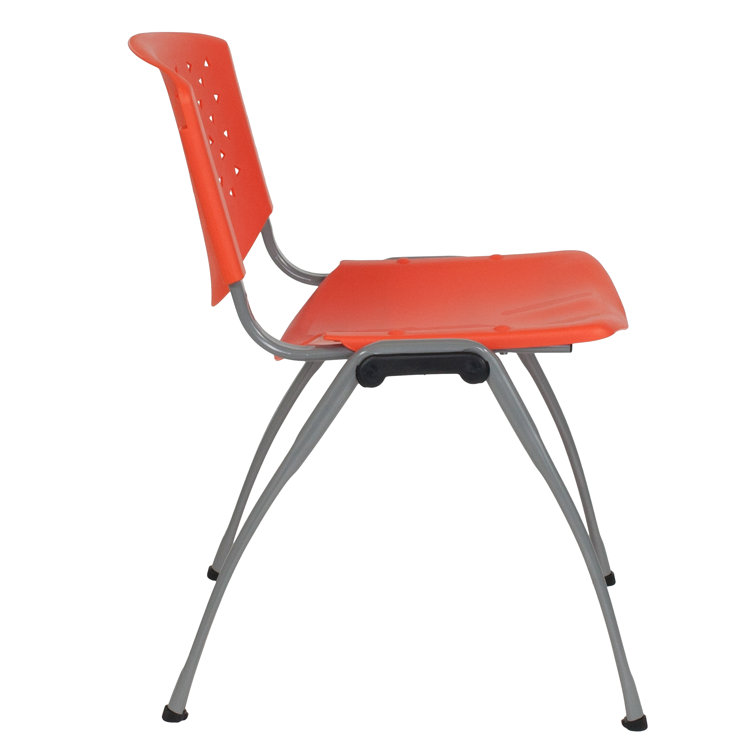 Hercules 880 lb. Capacity Orange Polypropylene Stack Chair with Titanium Frame