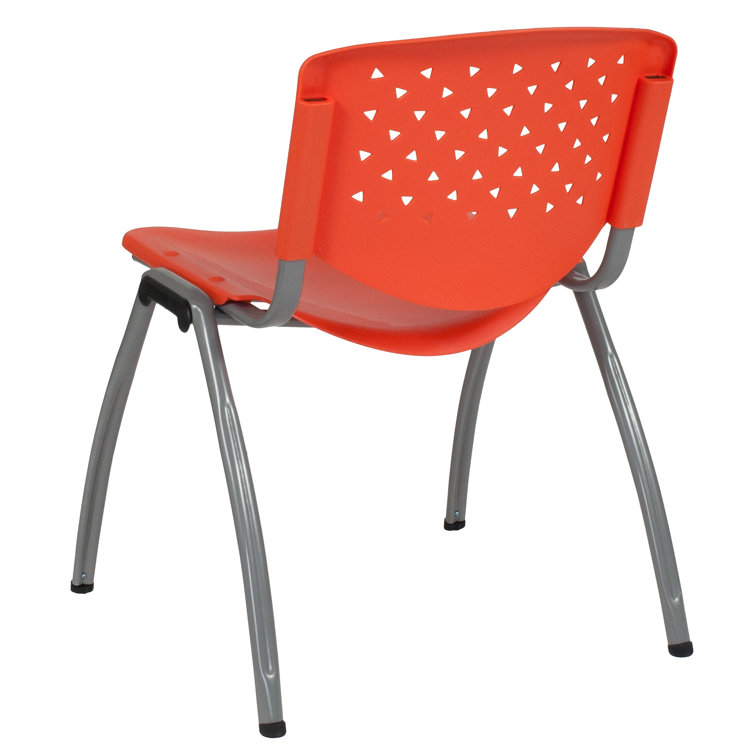 Hercules 880 lb. Capacity Orange Polypropylene Stack Chair with Titanium Frame
