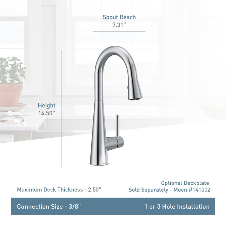 Modern Sleek Chrome Bar Faucet with 360° Swivel Pull-out Spray