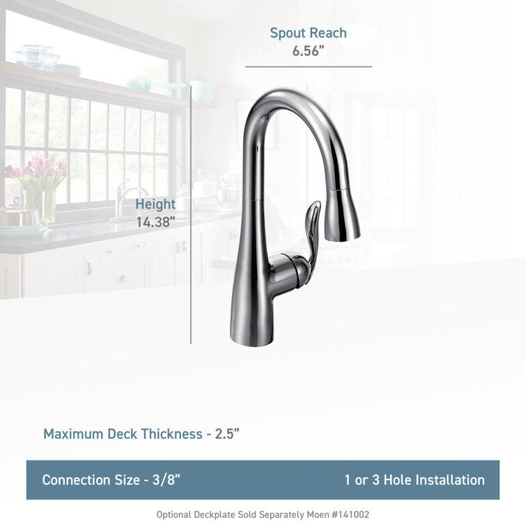 Moen Arbor Chrome One-Handle Pulldown Kitchen Faucet with Power Boost