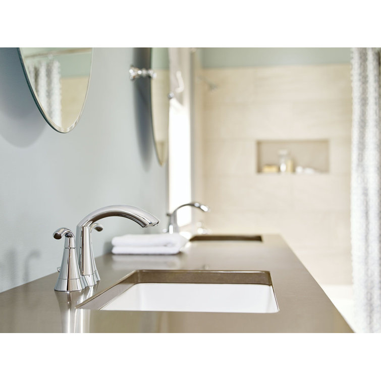 Chrome Transitional Centerset Bathroom Faucet with Dual Handles