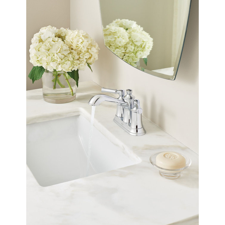 Elegant Classic Chrome 6" Centerset Metal Bathroom Faucet with Drain Assembly
