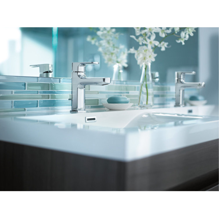 Chrome Single Handle Modern Bathroom Faucet with Drain Assembly
