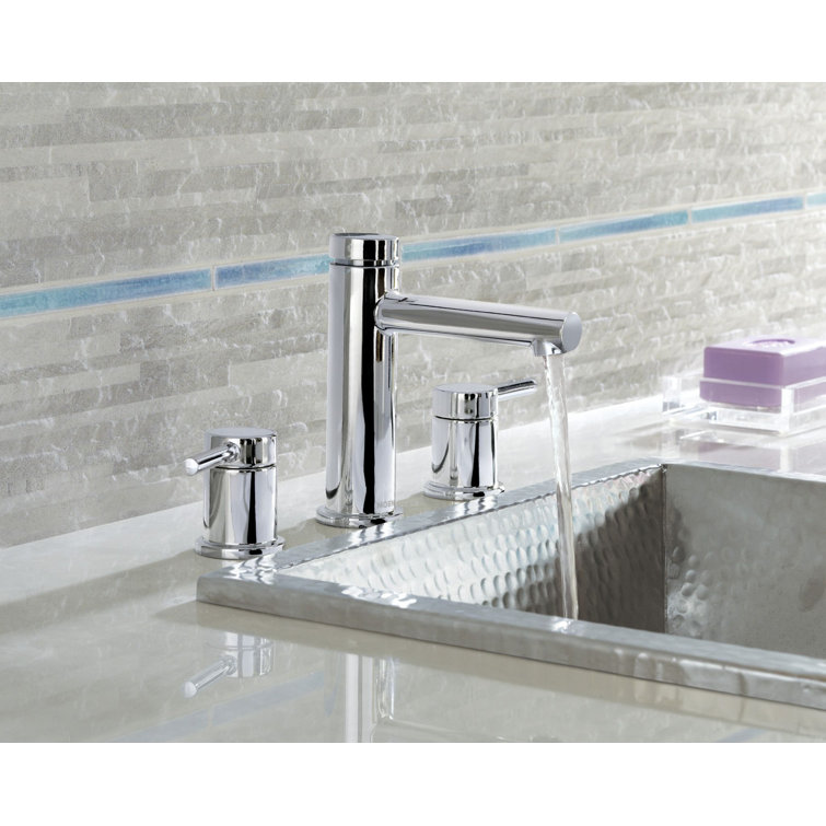 Chrome Modern Widespread Bathroom Faucet with Metal Handles