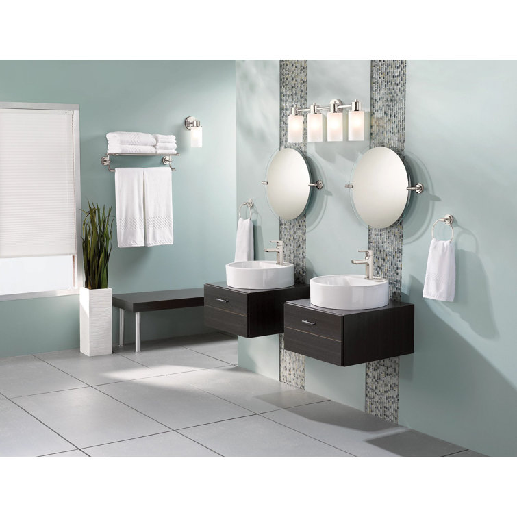 Chrome Single Handle Modern Bathroom Faucet with Drain Assembly
