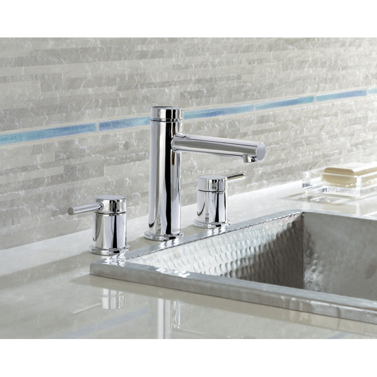 Chrome Modern Widespread Bathroom Faucet with Metal Handles