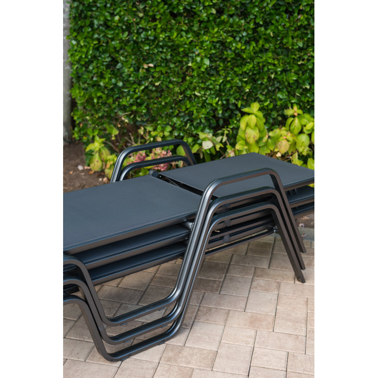 Gray Aluminum Outdoor Stackable Chaise Lounge Set