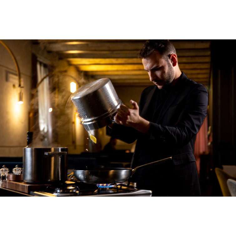 Attiva Pewter 6.5 qt Stainless Steel Minimalist Deep Pot with Lid