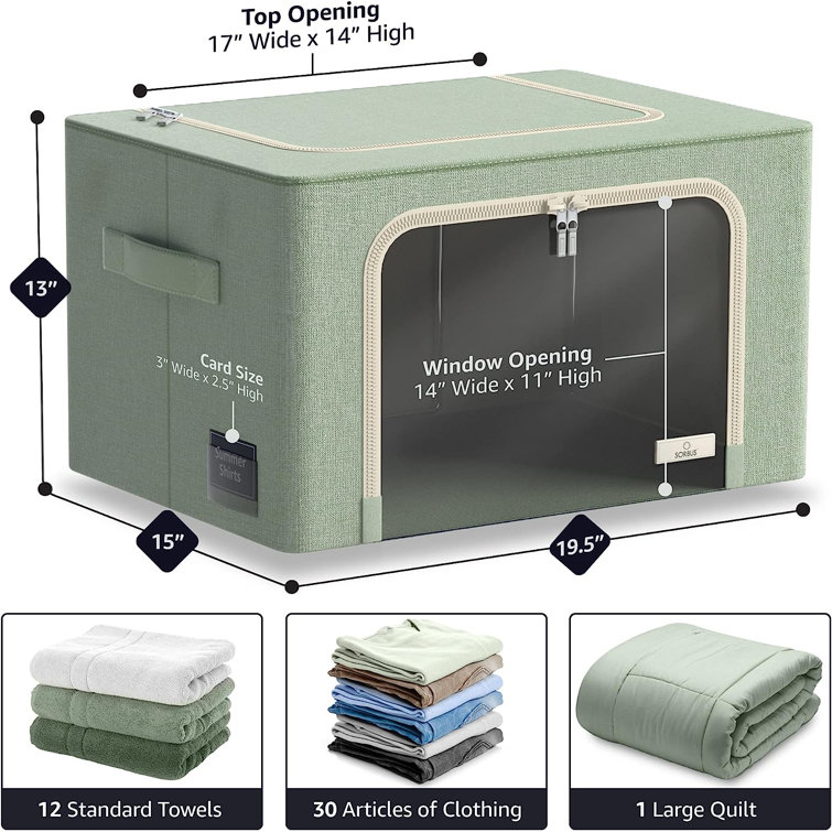 Green Collapsible Fabric Storage Cube with Clear Window