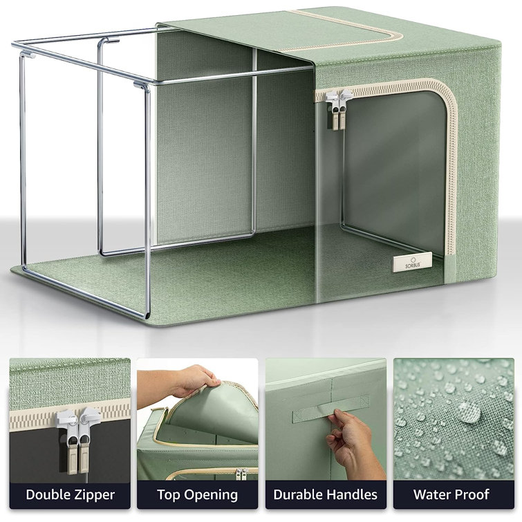 Green Collapsible Fabric Storage Cube with Clear Window