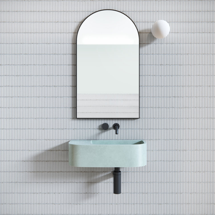 Black Arched Stainless Steel Framed Rectangular Mirror