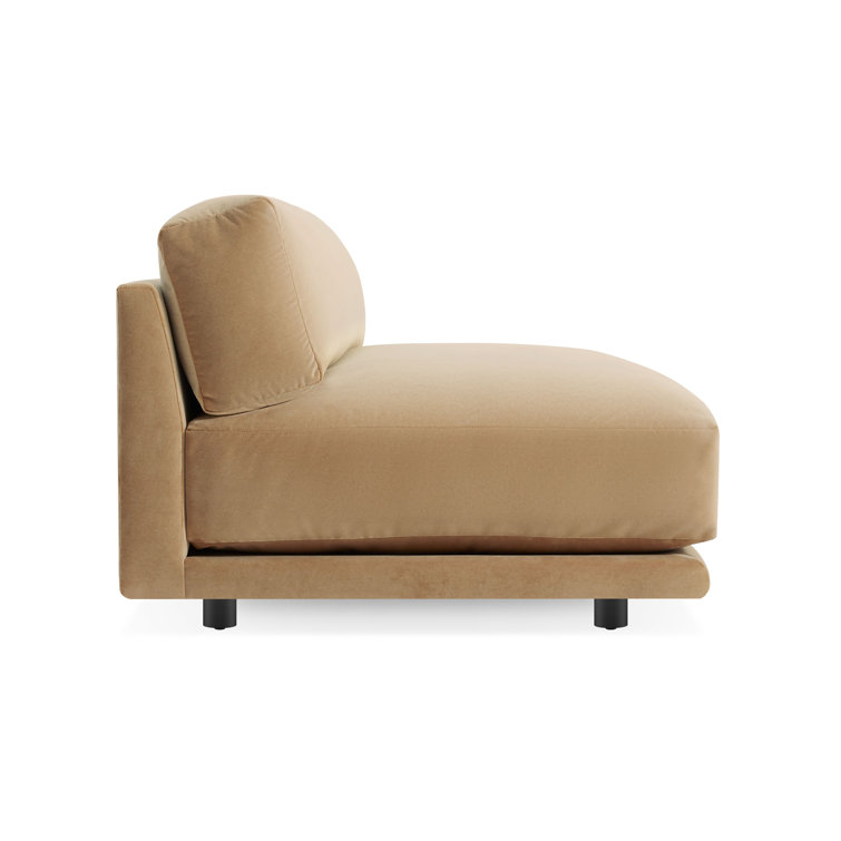Camel Velvet Armless Sofa with Kiln Dried Hardwood Frame
