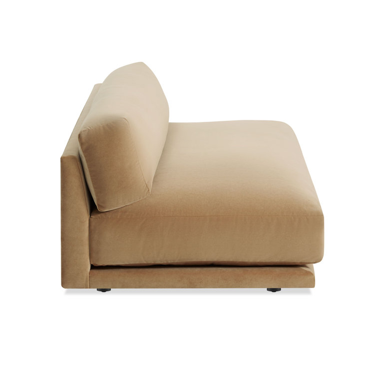 Camel Velvet Armless Sofa with Kiln Dried Hardwood Frame