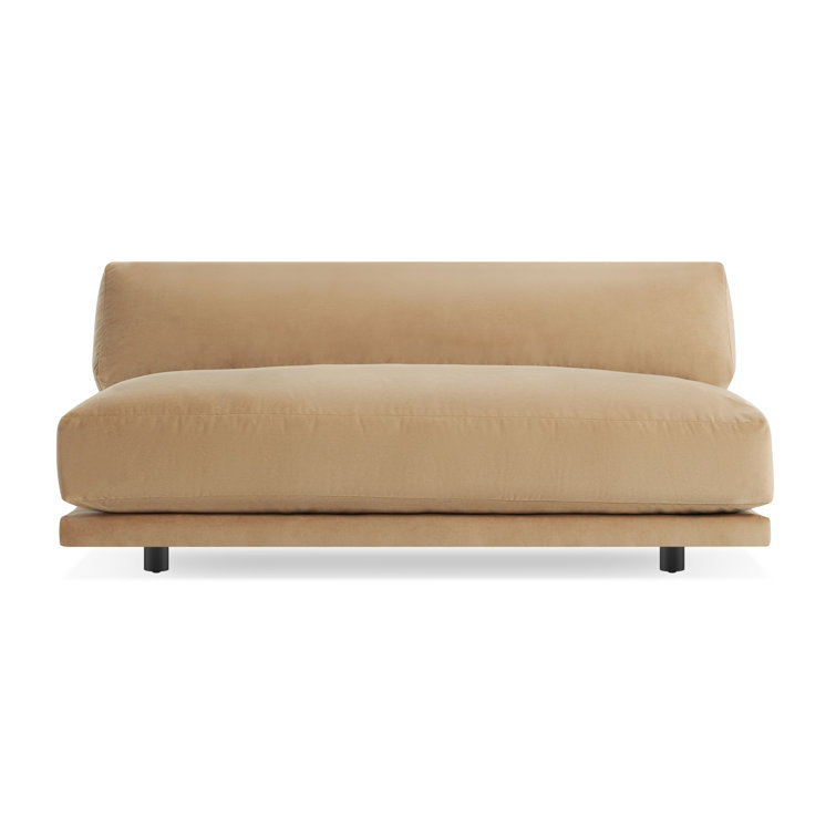 Camel Velvet Armless Sofa with Kiln Dried Hardwood Frame