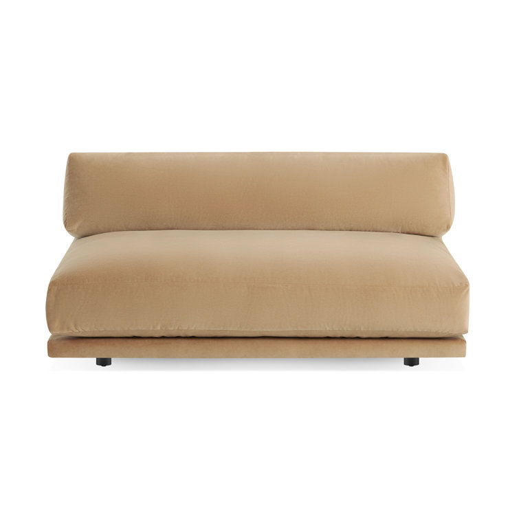 Camel Velvet Armless Sofa with Kiln Dried Hardwood Frame