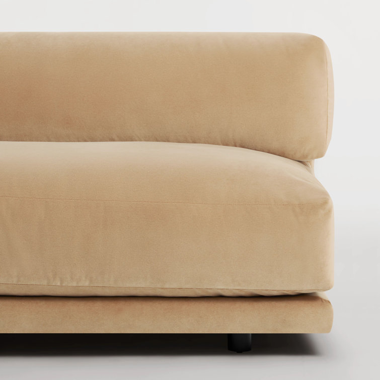 Camel Velvet Armless Sofa with Kiln Dried Hardwood Frame