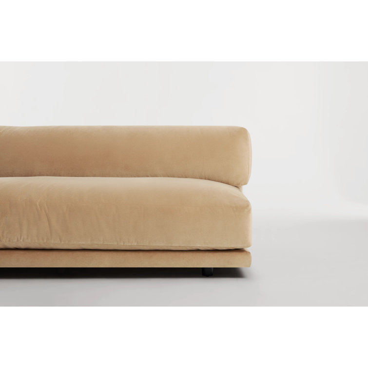 Camel Velvet Armless Sofa with Kiln Dried Hardwood Frame