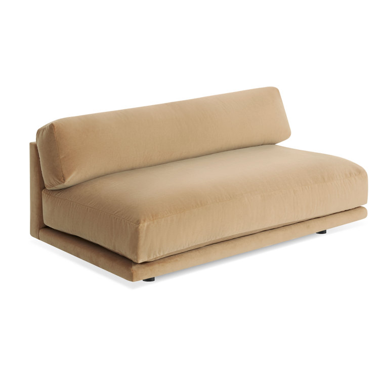 Camel Velvet Armless Sofa with Kiln Dried Hardwood Frame
