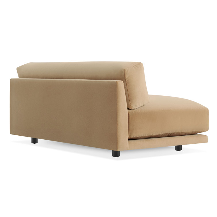 Camel Velvet Armless Sofa with Kiln Dried Hardwood Frame