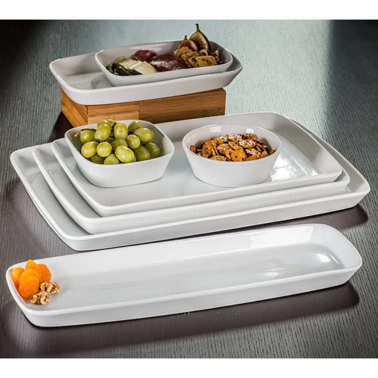 BIA Cordon Bleu Lido Porcelain 9.25" Rectangular Platters (Set of 4)