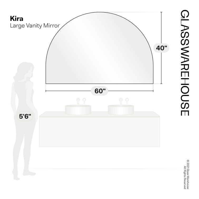 Black Steel 60" x 40" Arched Frameless Mirror