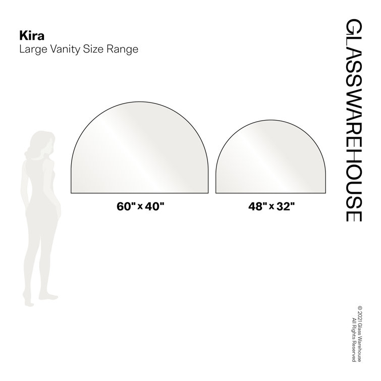 Black Frameless Arched Mirror 32" x 48"