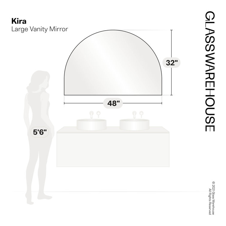 Black Frameless Arched Mirror 32" x 48"
