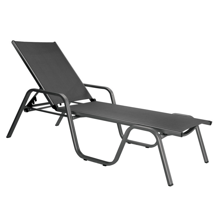 Gray Aluminum Outdoor Stackable Chaise Lounge Set