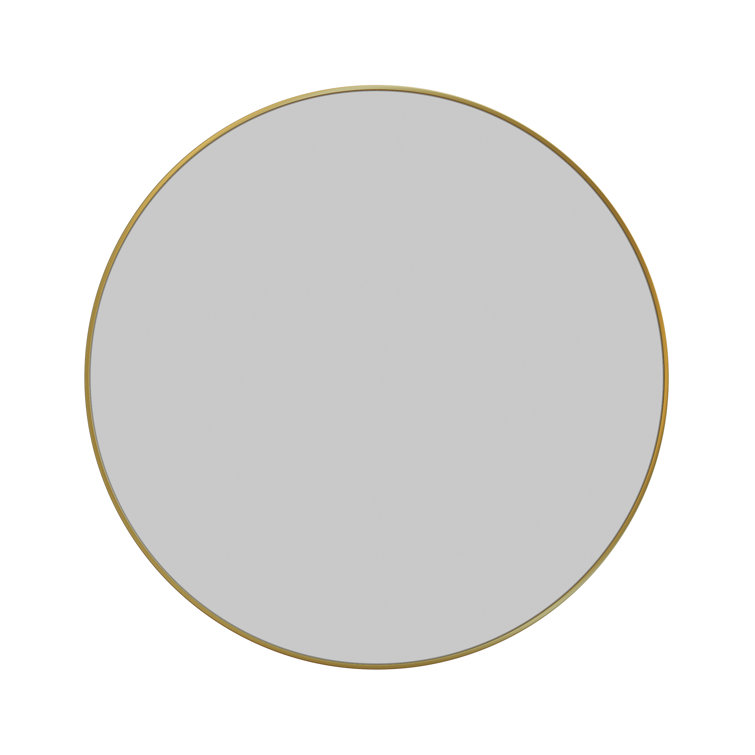 Leia 28" Round Bronze and Wood Mirror
