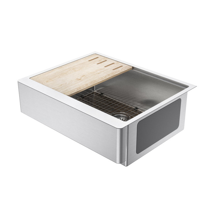27" Stainless Steel Farmhouse Short Apron Kitchen Sink