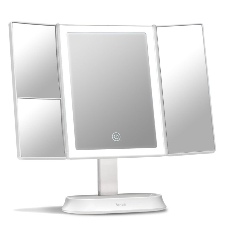 White LED Trifold Magnifying Makeup Mirror with Touch Sensor