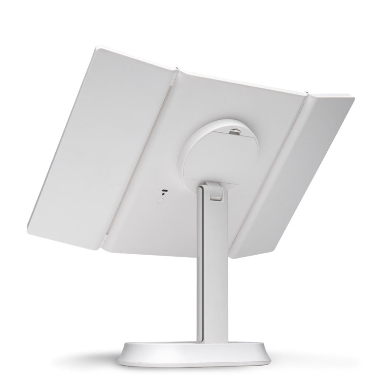 White LED Trifold Magnifying Makeup Mirror with Touch Sensor