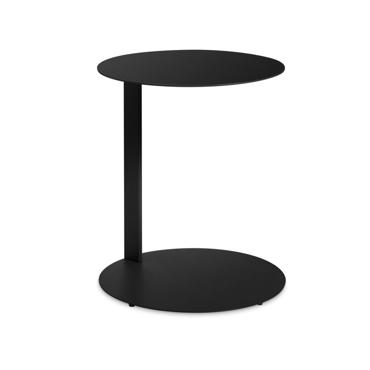 Black Round Metal Cantilevered Side Table