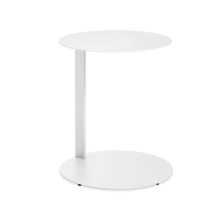 Cantilevered Round Wood & Metal Note Side Table