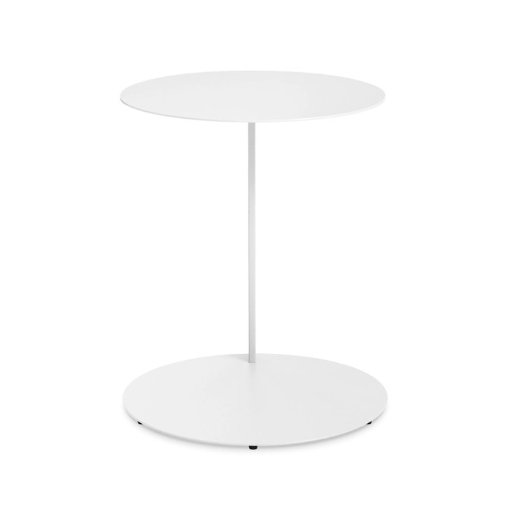 Cantilevered Round Wood & Metal Note Side Table
