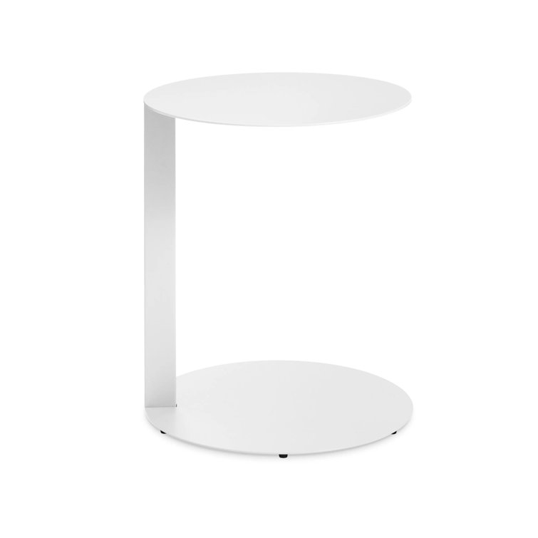 Cantilevered Round Wood & Metal Note Side Table