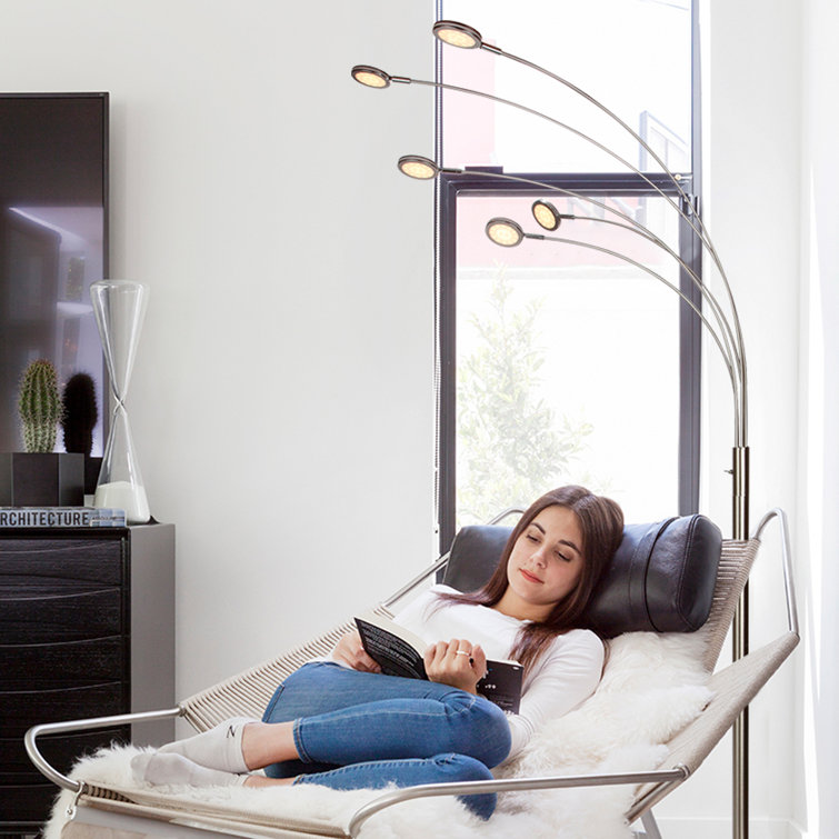 Celestial Nickel 74" LED Floor Lamp with 5 Adjustable Arms