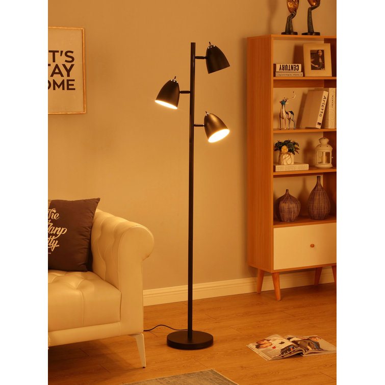 Jacob 64" Black Adjustable Multi-Head LED Floor Lamp