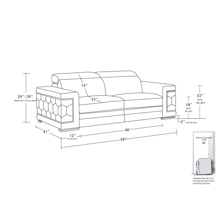 Gray Genuine Leather Sofa and Loveseat Set with Chrome Legs