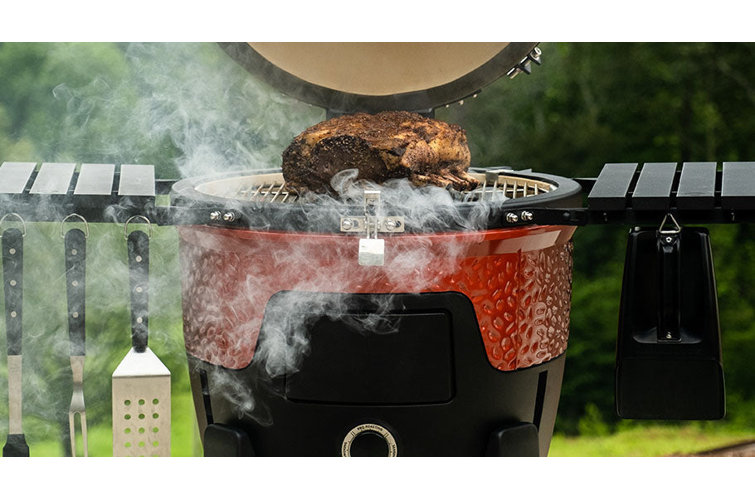 Kamado Joe 18-inch Red Ceramic Pellet Grill with Side Shelves