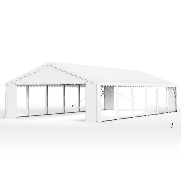 Syritta 20 Ft. White Steel Canopy Tent with 6 Side Walls